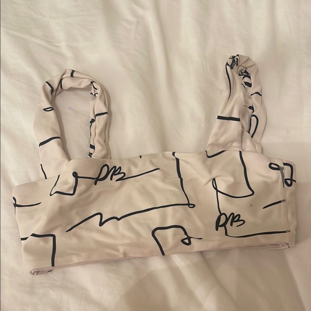 Abstract Print Beige Crop Top